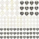 PH PandaHall 12 Constellation Heart Charms, 96pcs Zodiac Sign Enamel Pendants Double Sided Birthday Sign Lucky Charm Astrology Horoscope Pendant for DIY Bracelet Necklace Earring Making (Black White)