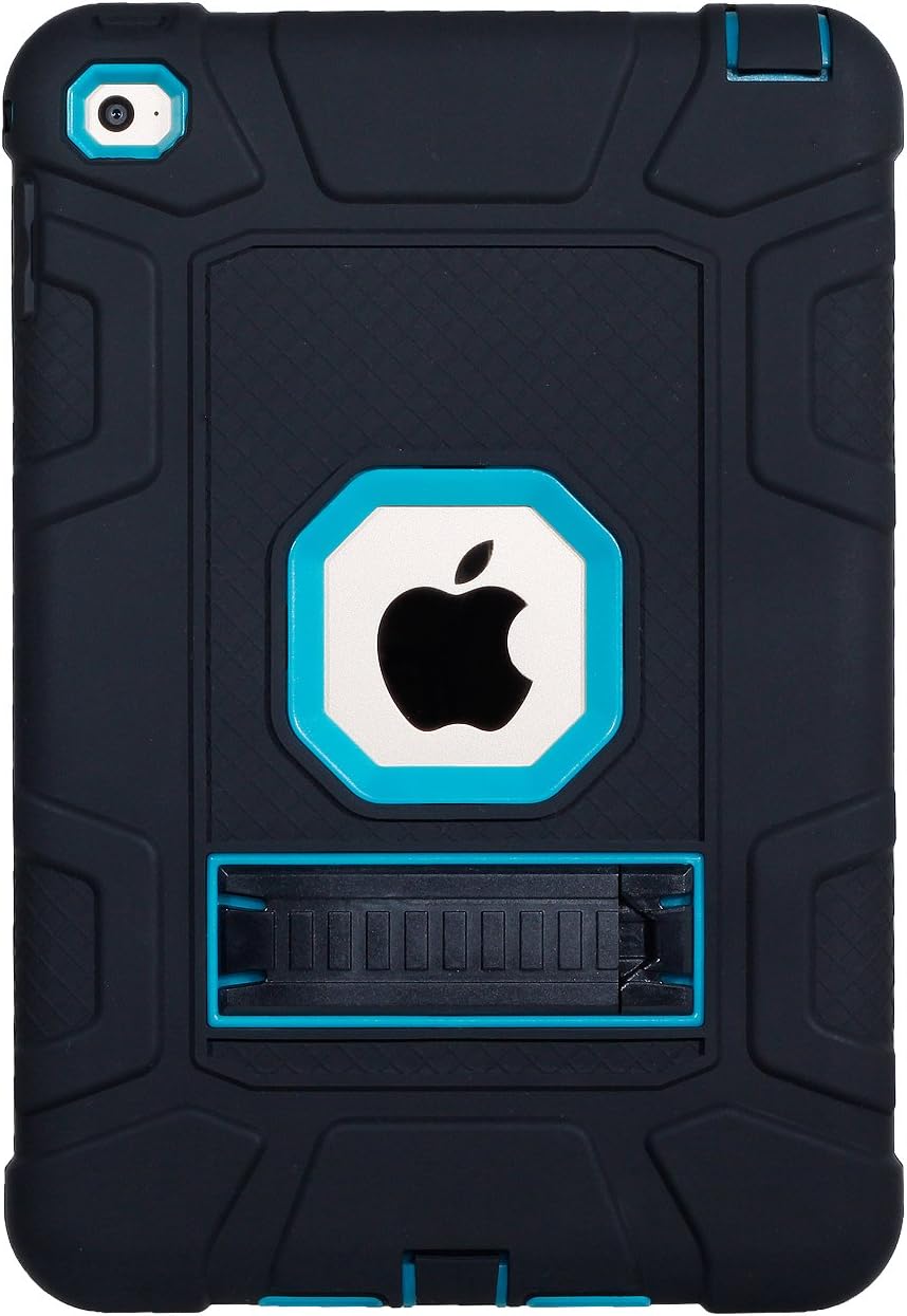 iPad Mini 5 2019 Case,iPad Mini 4 2015 Case, Yoomer Three Layer Heavy Duty Full Body Protective Bumper Armor Defender Rugged Hybrid Shockproof Rugged Cover with Kickstand for iPad Mini 5/ iPad Mini 4