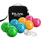 BALAVIC Bocce Ball Set - 100mm Resin, Pallino, Carry Bag &amp; Measuring Tape | Bright Pink, Orange, Green &amp; Blue Balls, Backyard, Lawn &amp; Beach Play, Family Fun for 2-8, Great Gift
