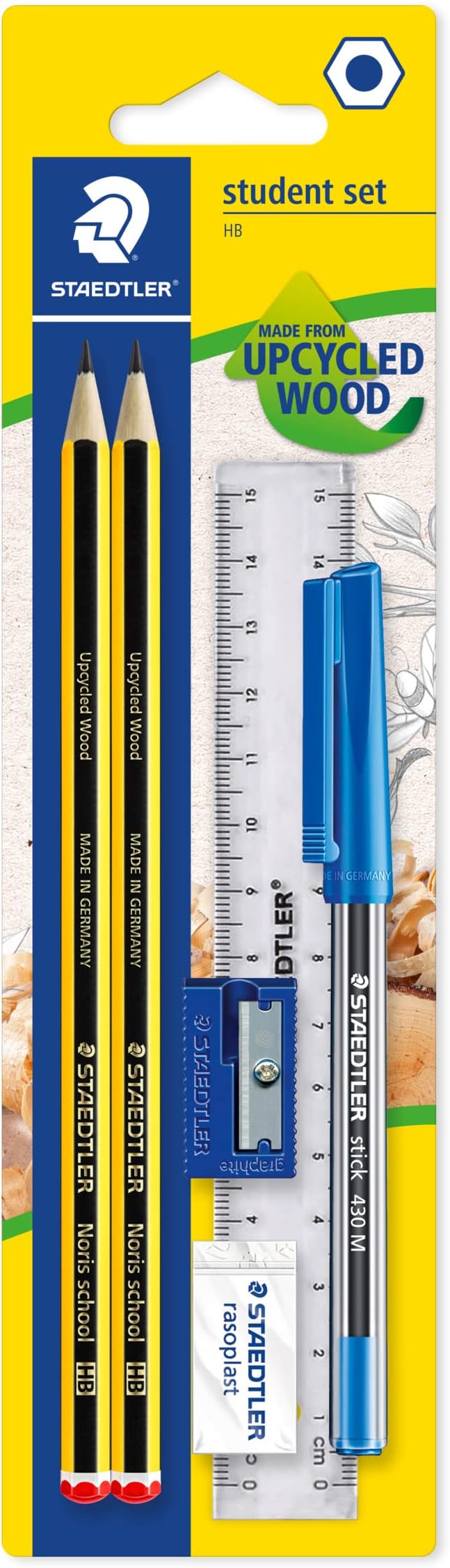 Staedtler 121SET Noris HB Pencil Set Pack 2 with Pen Ruler Eraser Sharpener