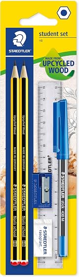 Staedtler 121SET Noris HB Pencil Set Pack 2 with Pen Ruler Eraser Sharpener