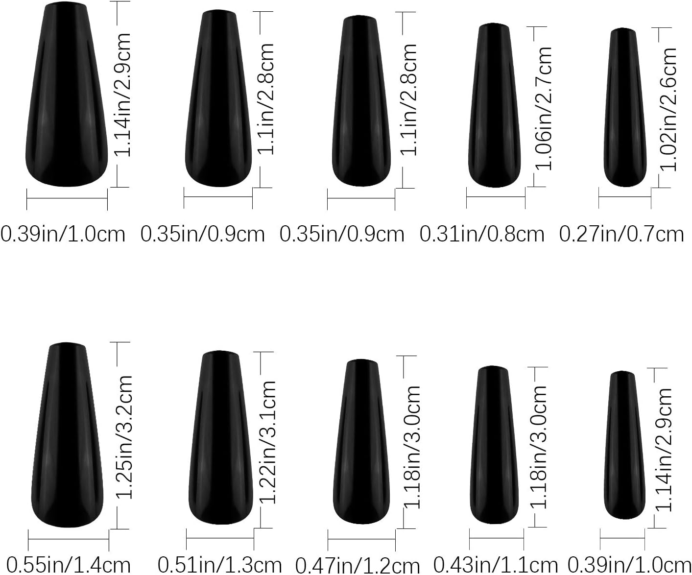 SAVITA 100Pcs Extra Long Press on Nails Acrylic Artificial Fake Nails Coffin Long Ballerina Full Cover False Nails for Nail Art Nail Salon Supplies (Black) - Image 3