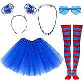 Haakong 80s Tutu Costume Accessories Tutu Women Striped Sock Sunglasses Ponytail Headband Necklace Halloween