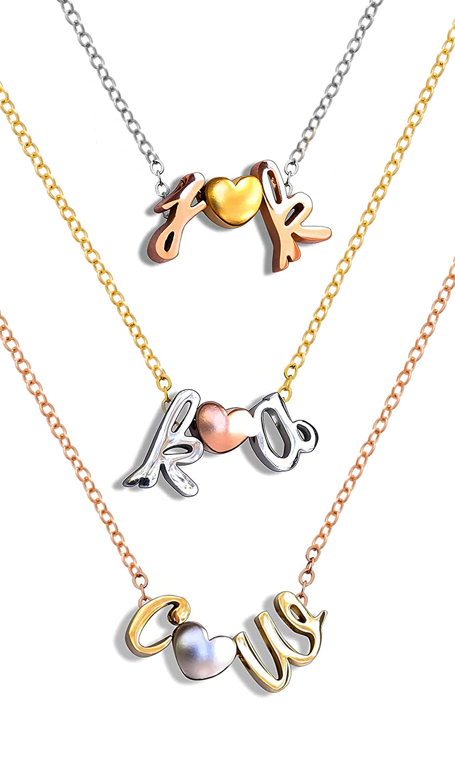 Custom Cursive Initials Necklace, Heart Love Necklace for Women, Personalized Jewelry in Gold, Silver, Rose Gold, Christmas and Holiday Gift – DCIN