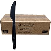 500 Count Plastic Knives Disposable - Black - Heavy Weight - BPA Free and Heat Resistant - Made from Recycled Plastics and 10