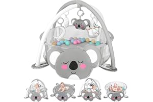 dearlomum 4-in-1 Baby Play Mat Baby Gym,Tummy Time Mat for Floor Activity Gym Ball Pit Including 30 Balls with 5 Infant Learning Sensory Baby Toys for Newborn Toddler Boy & Girl Gifts(Koala)