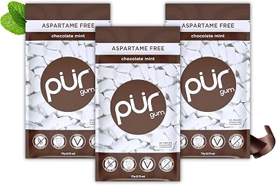 PUR Gum Sugar Free Chocolate Mint Chewing Gum 55 Pieces Pack of 3