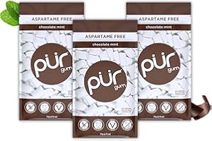 PUR Gum | Aspartame Free Chewing Gum | 100% Xylitol | Natural Chocolate Mint Flavored Gum, 55 Pieces (Pack of 3)