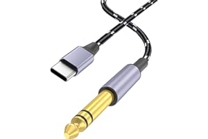DCNETWORK USB-C to 6.35mm 1/4 inch TS Audio Cable, Gold Plated USB Type C to 1/4" Male Mono Interconnect Aux Adapter Cable Co