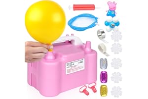 HXHWISE Balloon Pump, Electric Balloon Pump,Portable Dual Nozzles Electric Balloon Air Pump Kit, Electric Balloon Inflator 110V 600W with Tying Tool, Colored Ribbons for Party Decoration