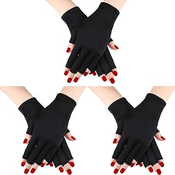 3 pares de guantes de gel para manicura con proteccion uv guantes sin dedos para proteger las manos de la lampara de luz uv secador de manicura