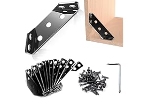 Bigwaves 10-Pack Corner Bracket with Screws,Universal Stainless Steel Furniture Corner Connector, Heavy Duty Triangular Support Angle Brackets for Wood Furniture, Cabinets, Tables, and Chairs