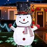 Snowman Christmas Decorations Outdoor Indoor, 50 LED 2.5Ft Lighted Collapsible Snowman Decorations, Waterproof Battery Operated Christmas Lights for Home Porch Patio Yard Party Xmas Decor