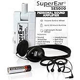 SuperEar SE5000 Hearing Amplifier for Seniors, Sound Amplifier, Headphones | Personal Sound Amplifier with Stereo Headphones, Earbuds, Swivel Microphone, and Up to 50+ dB Ambient Sound Amplification