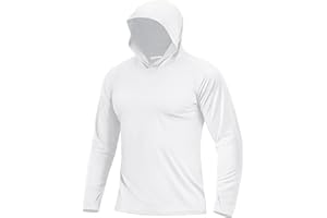 Boladeci Men's UPF 50+ Sun Protection UV Shirt Hoodie Quick Dry Long Sleeve Plain Rash Guard Fishing Swim T-Shirts