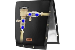 TOHONFOO 2-Way Opening Backflow Preventer Pipe Insulation (5F) - Irrigation Sprinkler Valve and Water Well Pump Cover - Sturdy 5 Layers for Winter Freeze Protection (16" W x 20" H, Black)