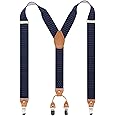 Timiot Men’s Y-Back 4 Metal Clip Elastic Wide Suspenders Perfect For Both Casual&Formal