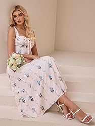 KUTUMAI Floral Corset Midi Dresses for Women 2025