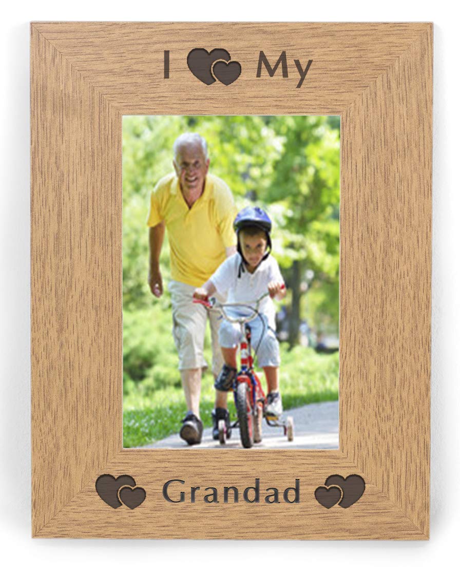 I Heart My Grandad Love 6x4 Picture Photo Frame Photoframe Gifts From Grandson Granddaughter For Novelty Fathers Day Present Birthday Idea Brown