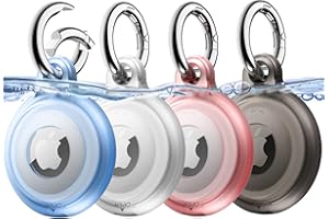 JETech 4 Pack Waterproof Case for AirTag with Keychain, Full Body Anti-Scratch Air Tag Keyring Holder Cover for Kids, Pet Col