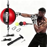 Kvittra Double End Punching Bag Boxing Striking for Training - Speed Ended Set Includes 3 Reflex Ball Headband and Pump- Portable MMA
