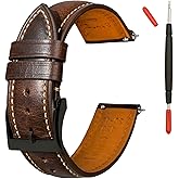 Gomvadr Quick Release Leather Watch Bands 14mm 16mm 18mm 19mm 20mm 21mm 22mm 24mm,Vintage Oil Wax-Tanned Leather Watch Straps Men's Watch Band Replacement Watch Strap for Men Women