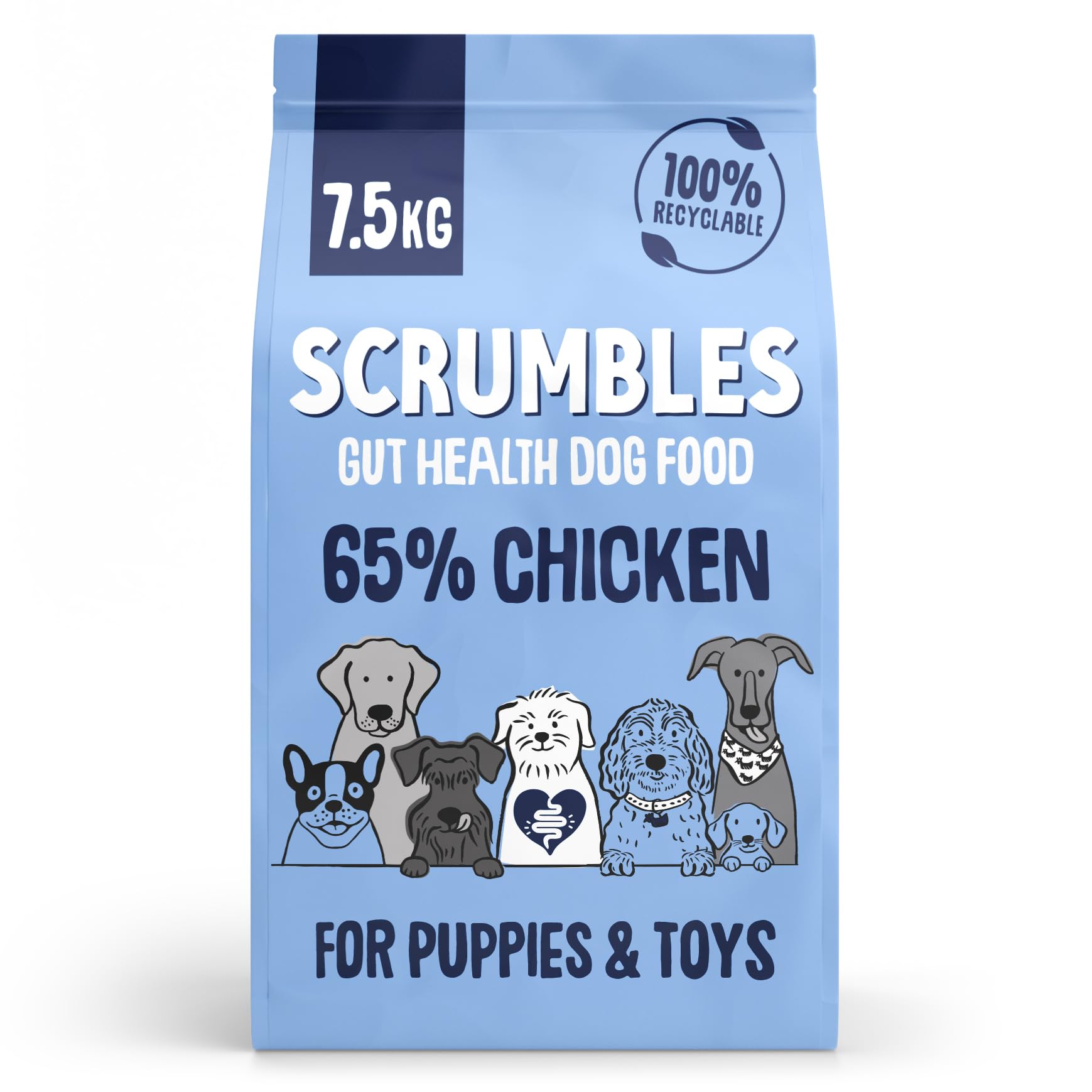 Scrumbles Natural Gluten-Free Dog Dry Food With Fresh Chicken, For Puppies And Adult Toy Breeds, 7.5Kg