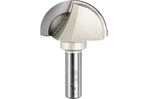 HARFINGTON 1pcs Router Bit Core Box 1/2 Shank 2 Inch Cutting Dia. Round Nose Router Bit 1 Flutes Carbide Cove Box Cutter for 