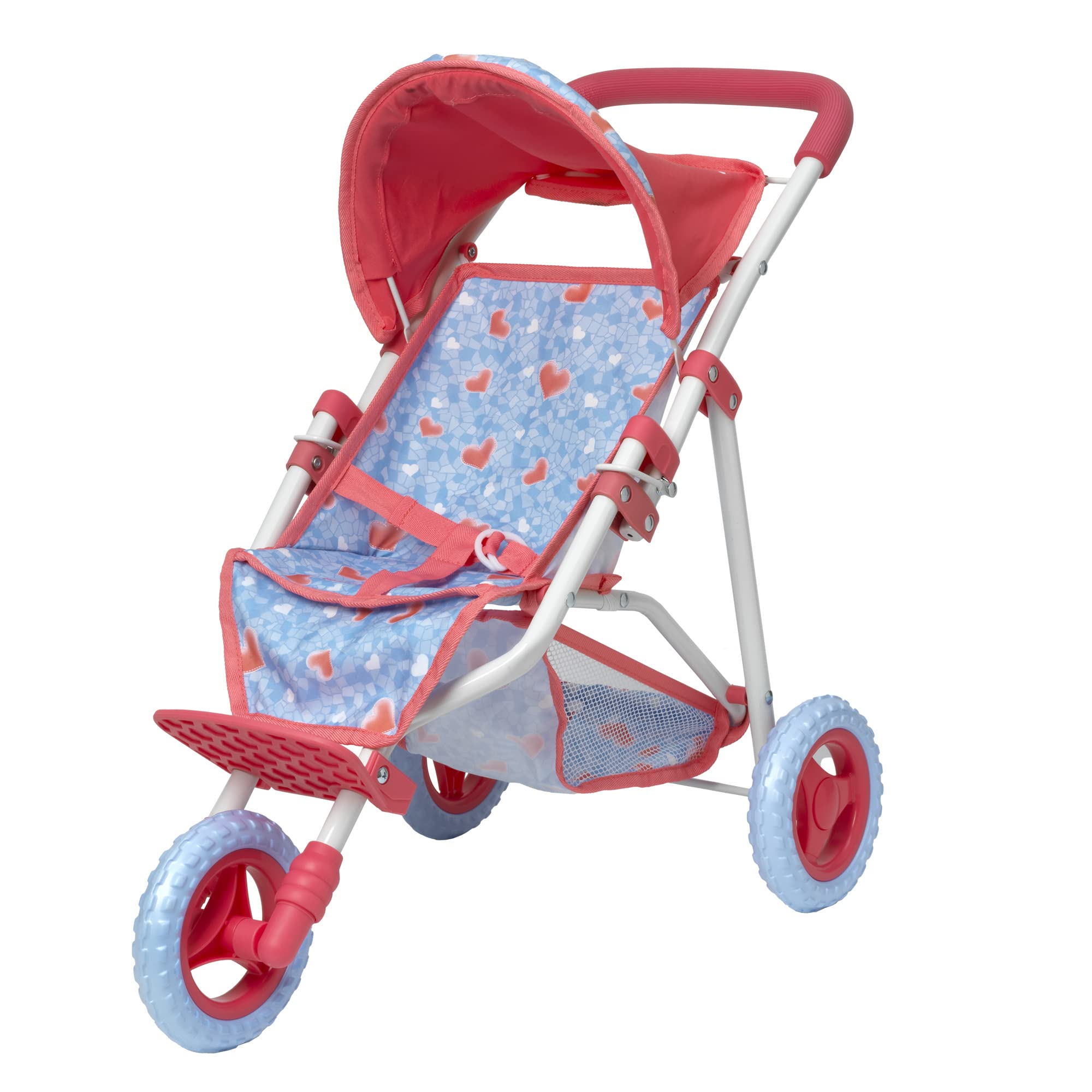 DOLLSWORLD CLASSIC from Peterkin | Deluxe Doll's 3 Wheel Stroller | Deluxe three wheel folding stroller with canopy and basket, for dolls up to 56cm (22") | Dolls & Accessories | Ages 3+