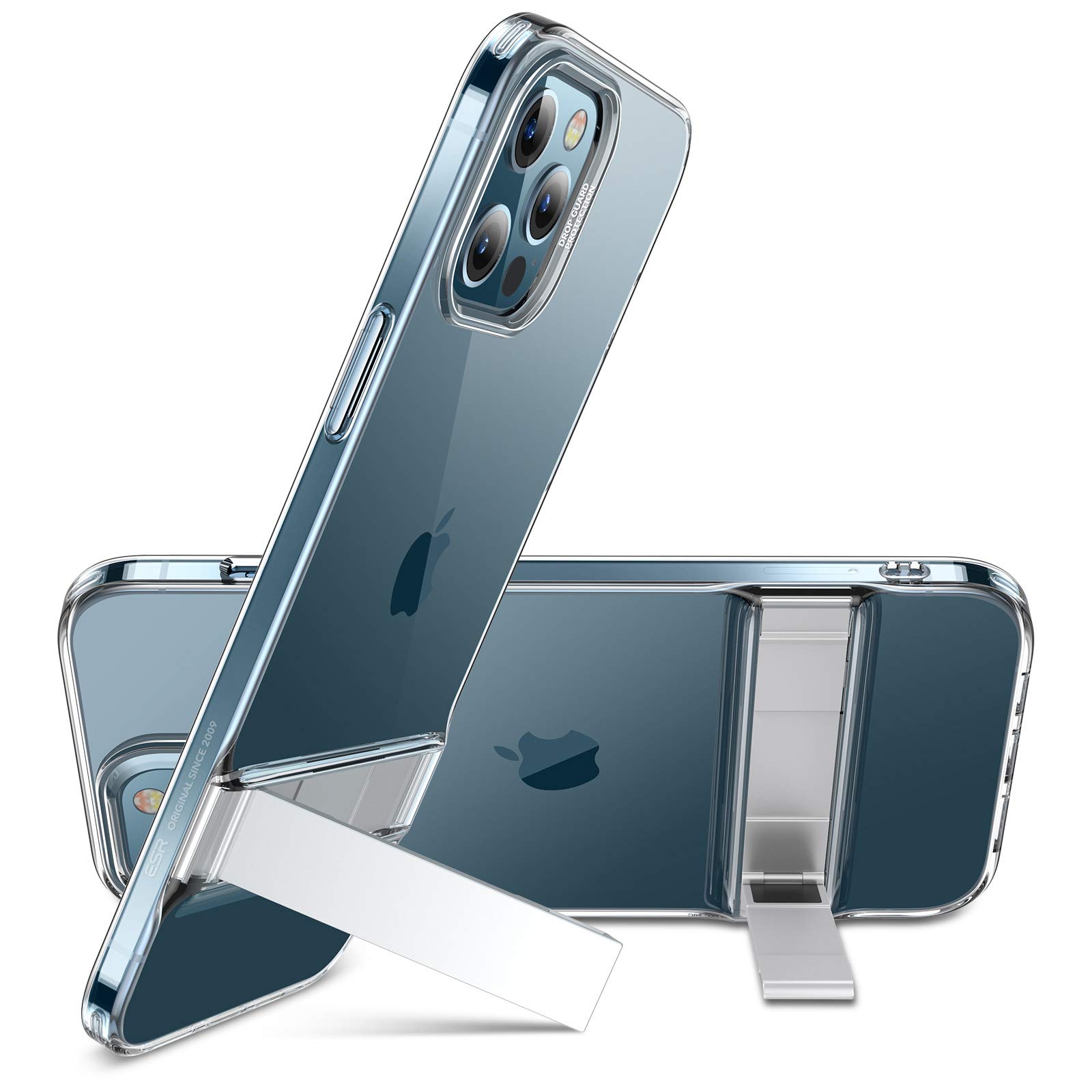 Photo 1 of ESR Metal Kickstand Designed for iPhone 12 Pro Max Case [Patented Design] [Two-Way Stand] [Reinforced Drop Protection] Flexible TPU Soft Back for iPhone 12 Pro Max 2020, 6.7-Inch – Clear