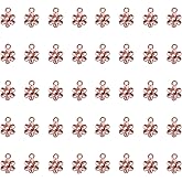 Ruwado 50 Pcs Little Flowers Charms Metal Vintage Cute Vintage Small Flower Pendants for Jewelry Making Kit Bracelet Necklace DIY Making Crafting Project Accessories Supplies (Rose Gold)