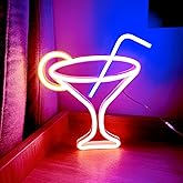 Led Cocktails Neon Sign,Wine Glass Neon Light Battery and USB Dual Powered Bar Neon Night Light Signs for Wall Decor,Cocktails Night Lamp for Bar, Club, Cocktail Bar, Restaurant, Shop