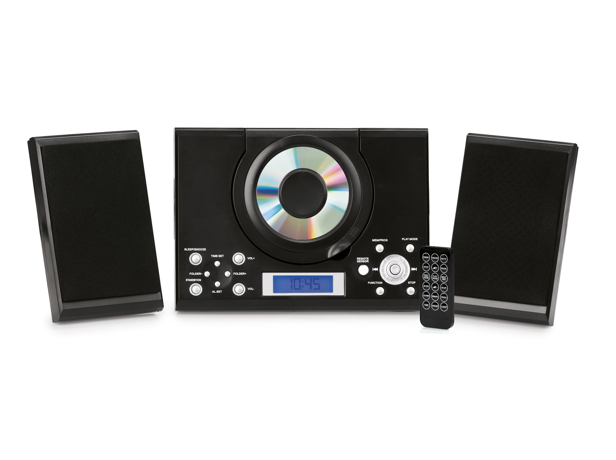 Grouptronics CD Player with Speakers - HiFi System for Home with Radio, USB, MP3, Clock Alarm & Remote - Compact Stereo System with Wall Mount Design - Small CD Players for Home - GTMC-101