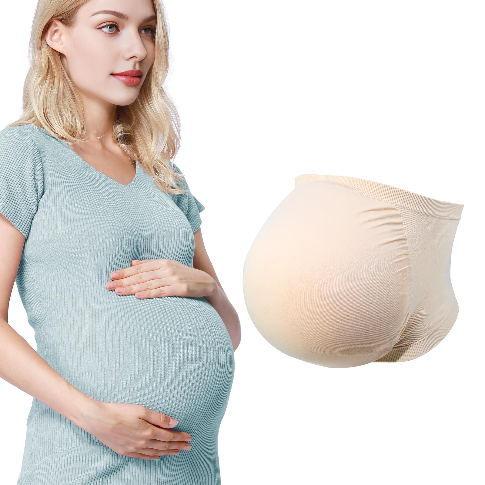 Photo 1 of Polreta Fake Pregnancy Belly, Fake Pregnant Belly Memory Foam Baby Bump with Support Band for Big Belly Party Santa Costume
