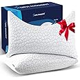 Cooling Bed Pillows for Sleeping 2 Pack Shredded Memory Foam Pillows Adjustable Cool Pillow for Side Back Stomach Sleepers Luxury Gel Pillows Queen Size Set of 2 with Washable Removable Cover
