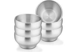 LIANYU Stainless Steel Kids Bowls, 12oz Small Kids Toddler Bowls Set of 6, Double-walled Stainless Steel, Feeding Child Dinner Lunch, Soup, Snack, Dishwasher Safe