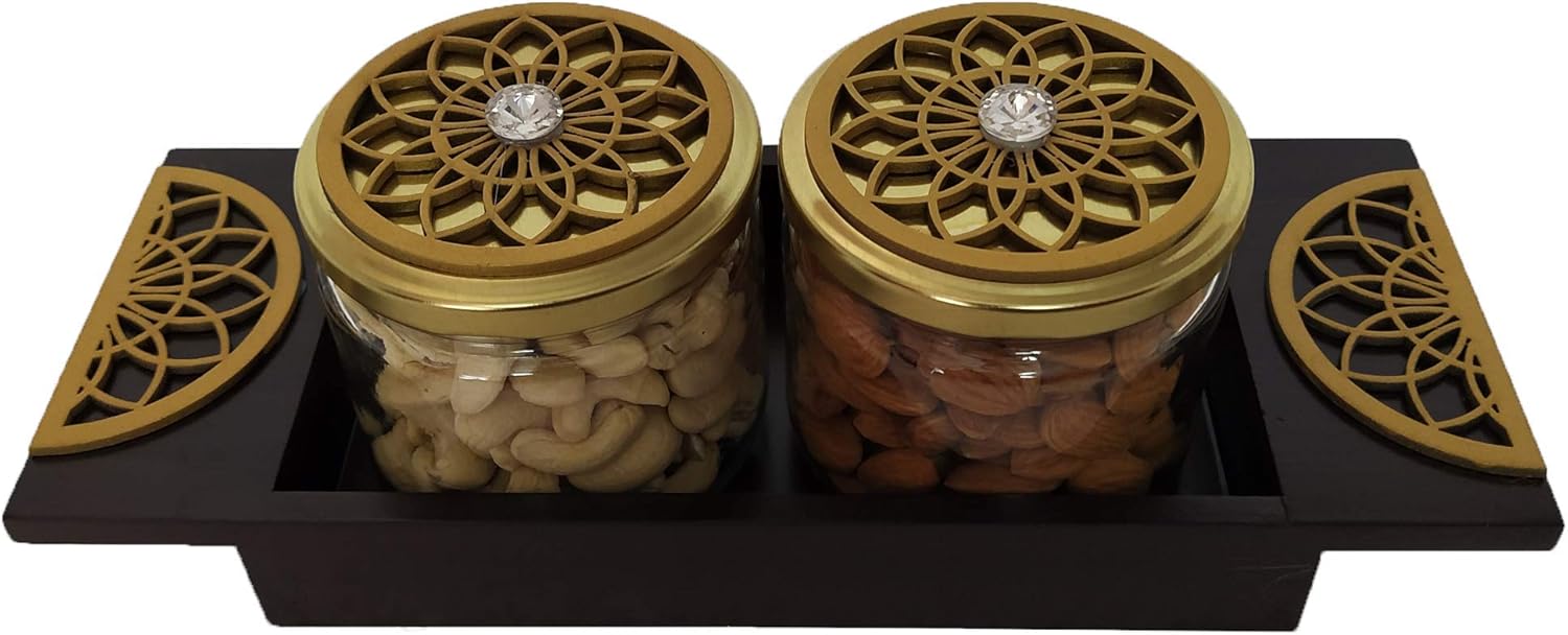 Buy Atithi Gifts Handcrafted MDF Wooden Dry Fruit Basket/Tray with (Set