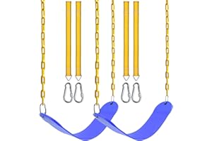 PACEARTH 2 Pack Swings Seats Holds 660lbs with 68.9 inch Anti-Rust Chains Plastic Coated 23.6 inch Tree Hanging Straps and Locking Buckles (Blue)