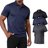 Tecrap 3 Pack Men's Polo Shirt Quick Dry Short Sleeve Golf Shirt Moisture Wicking Sports Casual Collar T Shirt