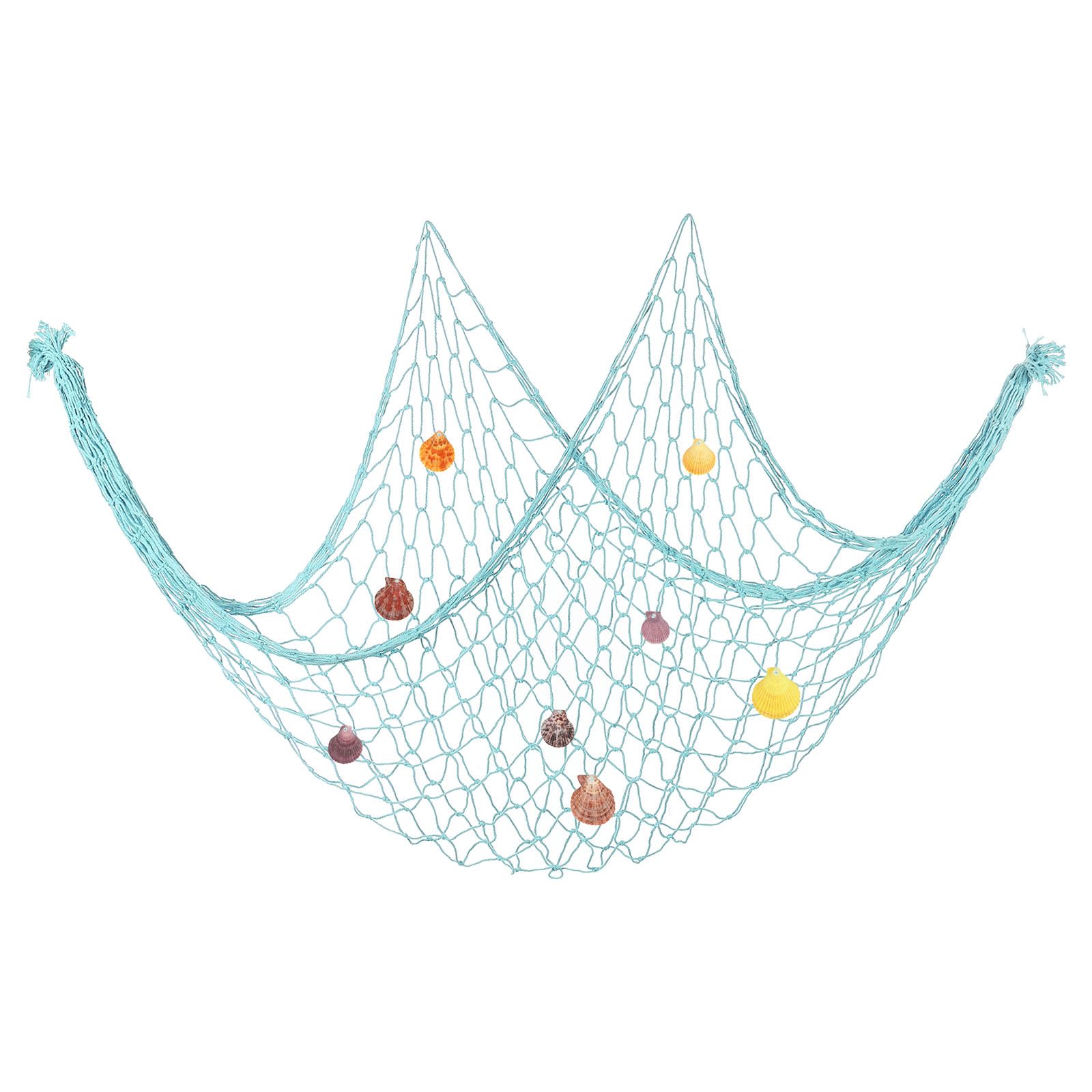 PATIKIL Fishing Net Decor, 80" x 60" Mediterranean Style Photographing Decoration Natural Fish Net Party Accessory with Sea Shells for Home Bedroom, Blue