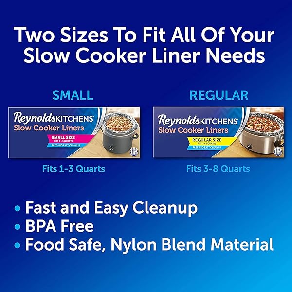 REYNOLDS KITCHENS SLOW COOKER LINERS, REGULAR (FITS 3-8 QUARTS), 6 COUNT