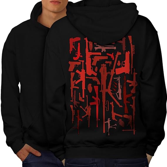 Wellcoda Gun Cool Weapon Mens Hoodie, Weapon Design on The Jumpers Back