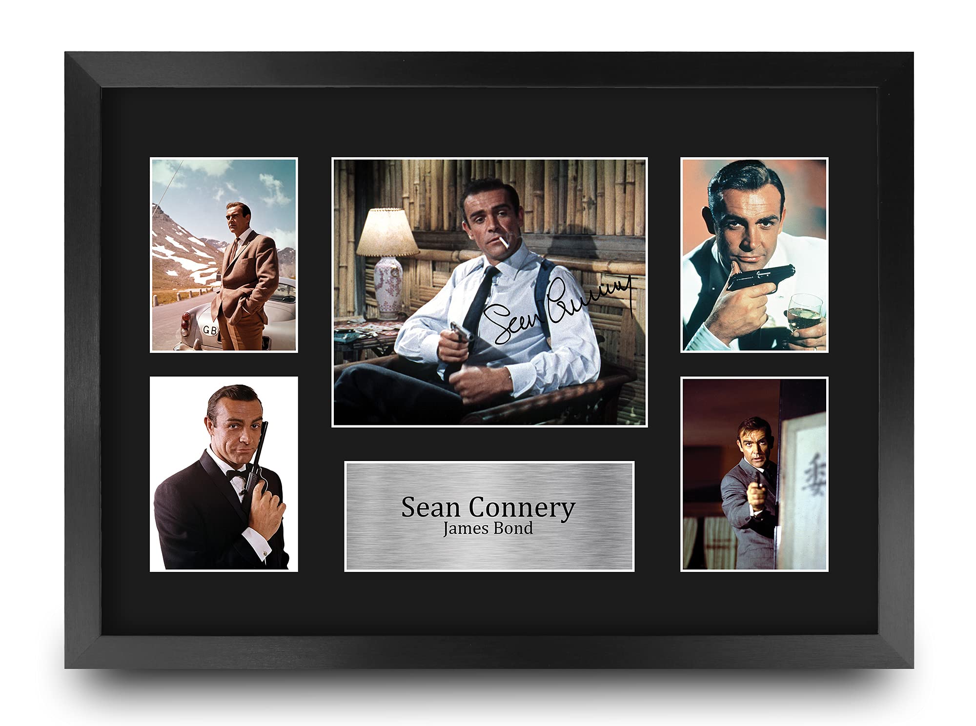 HWC Trading FR A3 Sean Connery James Bond Gifts Printed Signed Autograph Picture for Movie Memorabilia Fans - A3 Framed