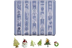 ZENOCO Silicone Nail Molds Christmas 3D Nail Art Sculpture Templates, DIY Resin Mold for Nails Design with Santa Claus Bells Christmas Tree Snowflake Reusable Nail Carving Stencils Xmas Nail Charms Supplies