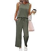 SAMPEEL Two Piece Sets for Women Summer Outfits Beach Vacation Clothes Wide Leg Crop Pants