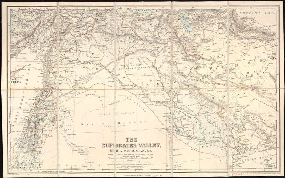 Historic Prints 14" x 24" 1900 Map The Euphrates Valley Syria Kurdistan & C