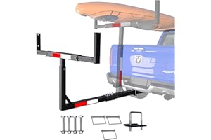TRUSOON Truck Bed Extender Hitch Mount, 2 in 1 Design Kayak Hitch Extender, Heavy Duty Steel and 1000 lbs Load Capacity with Hitch Tightener Anti Rattle Stabilizer, Adjustable Height and Width