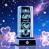 Zerelys 3D Love Crystal Night Light – Valentine’s Day Romantic Gift for Him Her, Crystal Lamp Gifts for Boyfriend Girlfriend Wife Husband Couples Wedding Anniversary Birthday Keepsake