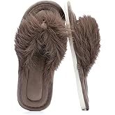 GOEWY Womens Fuzzy Slippers with Box Memory Foam Soft Gifts for Women Mom Ladies Open Toe Fluffy Faux Fur Flip Flop Thong Slippers Bedroom Indoor Slides Shoe Birthday Valentines