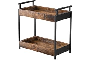 KLM Countertop Coffee Station Organizer, 2 Tier Wooden Shelf for Coffee Bar Accessories, Condiment Storage Caddy for Kitchen,